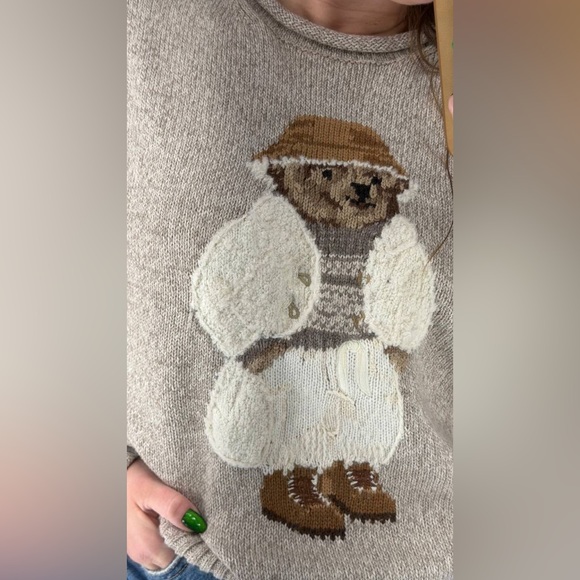 Women's Beige Sweater with Bear Design - Picture 2 of 2
